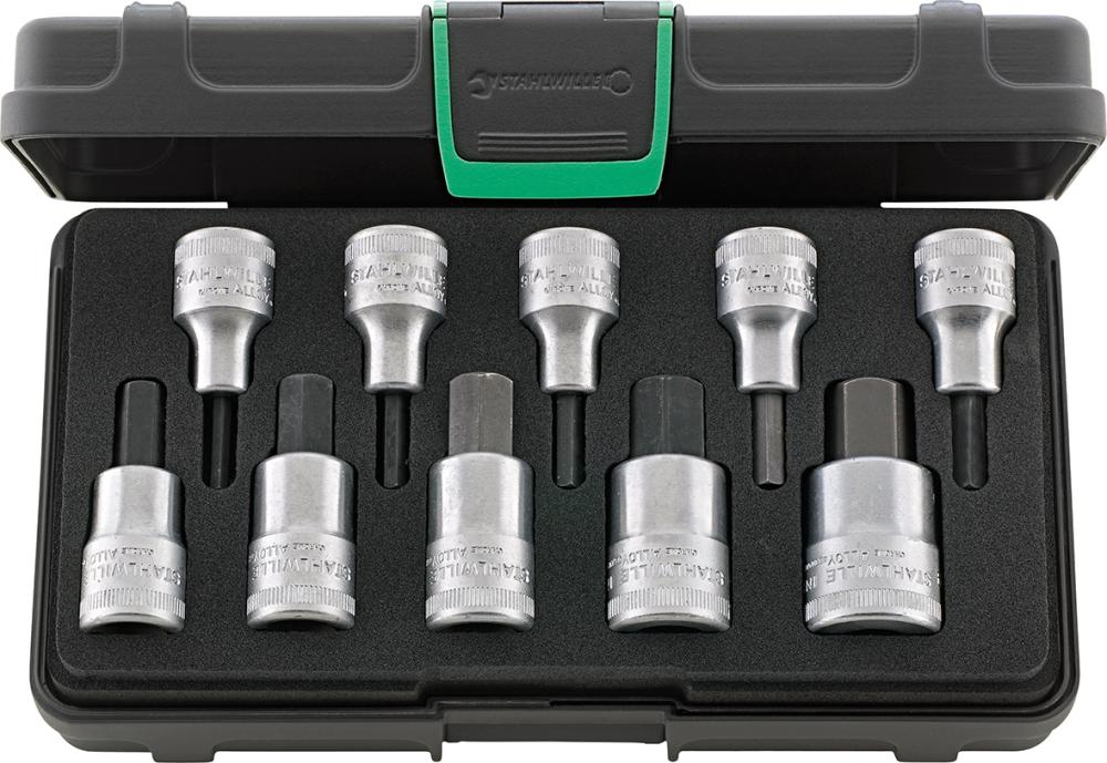 Schraubendrehereinsatz- Satz 1/2" Innensechskant 4-19mm 10-teilig Stahlwille