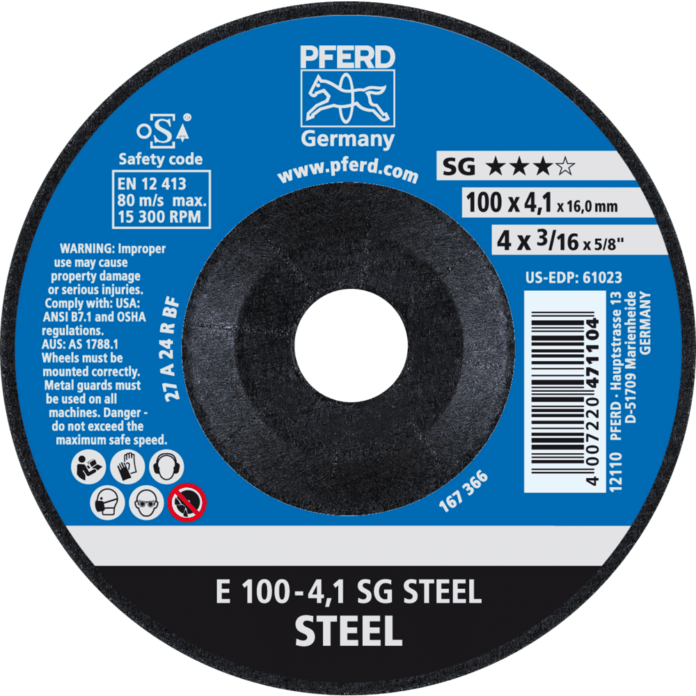 PFERD Schruppscheiben E 100-4,1 SG STEEL/16,0