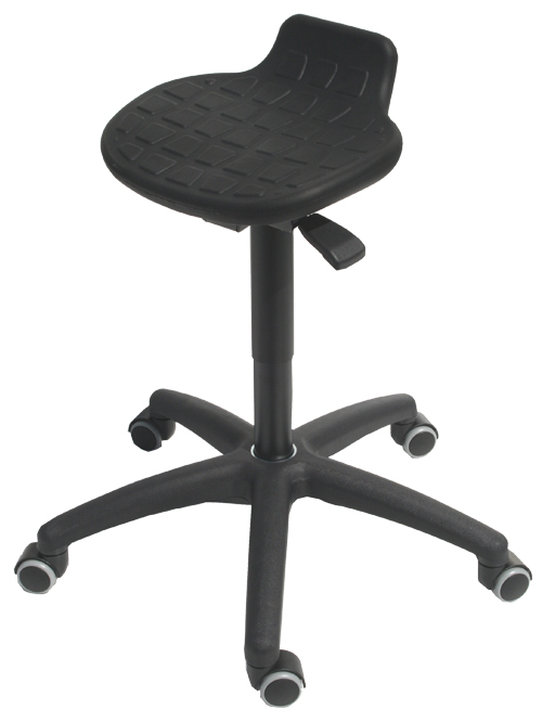 Drehhocker mit Bodengleiter, Sitzhöhe 415 - 605 mm, Sitzfläche: PU scharz