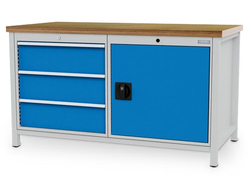 Kastenwerkbank, Tiefe 750 mm, R 24-24, Schubladenanzahl: 3, Anzahl Flügeltüre...