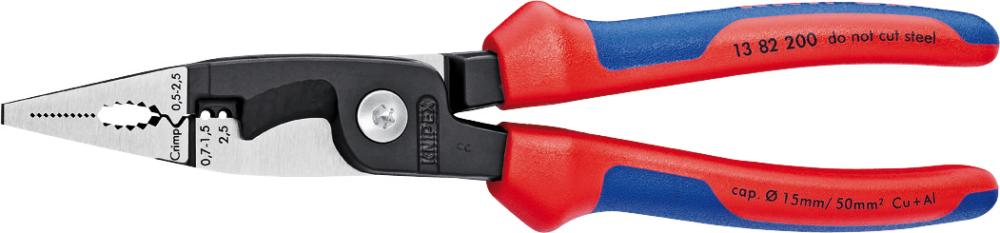 Elektroinstallationszangepoliert mit 2-Komponenten-Griffen 200mm KNIPEX