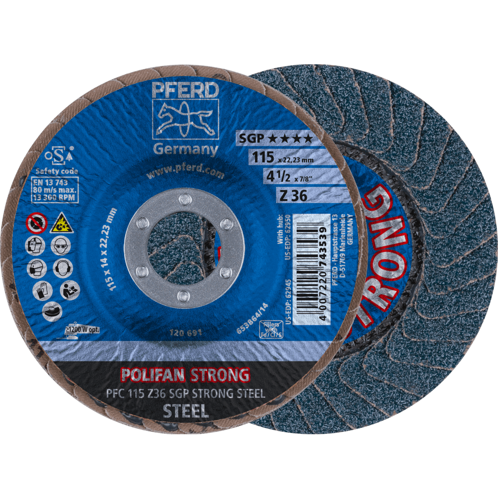 PFERD POLIFAN-Fächerscheiben PFC 115 Z 36 SGP STRONG STEEL