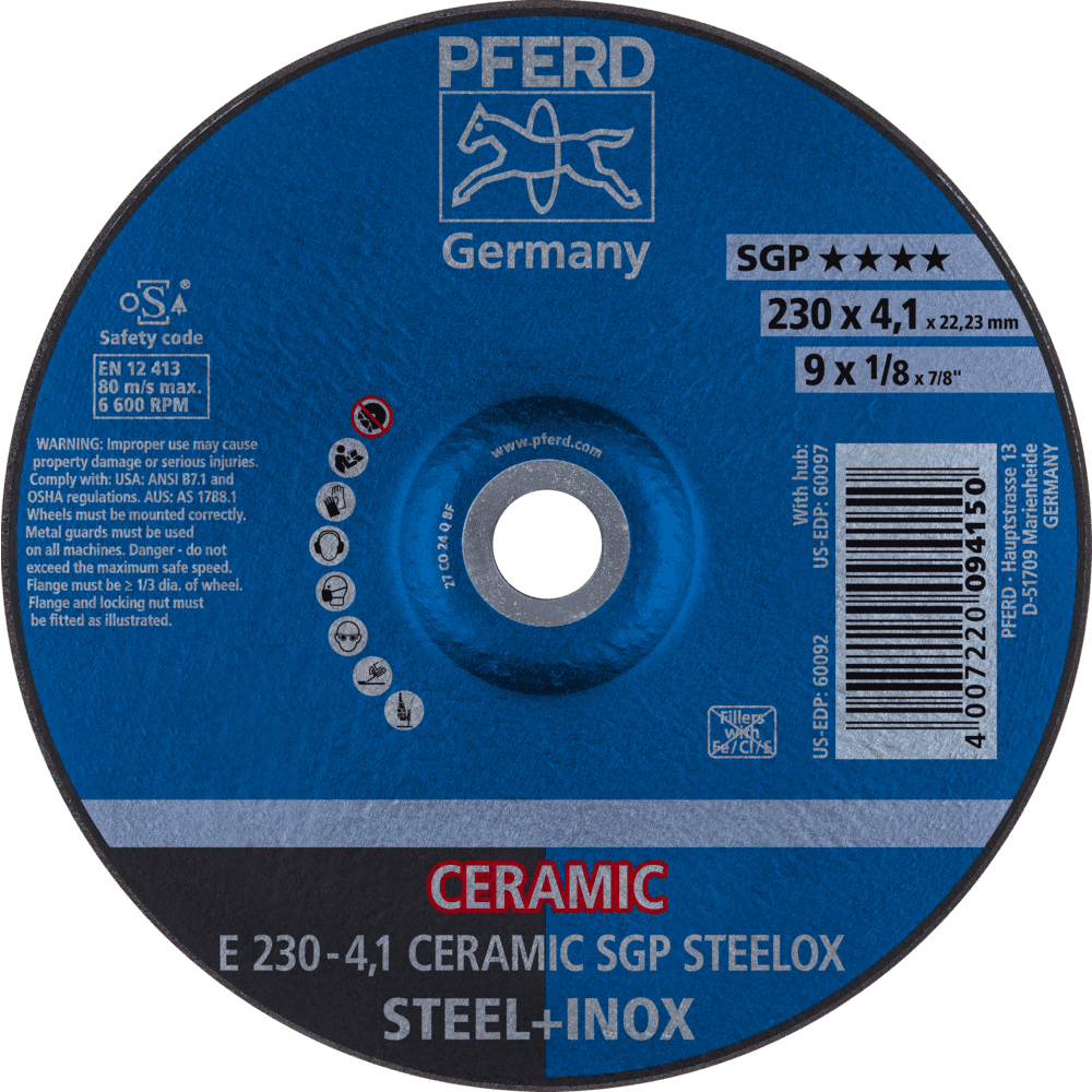 PFERD Schruppscheiben E 230-4,1 CERAMIC SGP STEELOX
