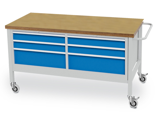 Mobile Werkbank, Tiefe 750 mm, R 24-24, Schubladenanzahl: 6