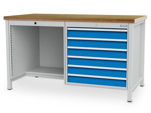 Kastenwerkbank, Tiefe 750 mm, R 24-24, Schubladenanzahl: 6