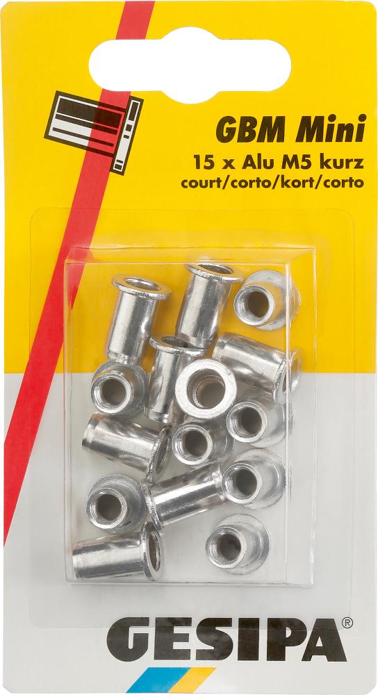 Blindnietmuttern Alu im Mini-Pack M5 kurz GESIPA