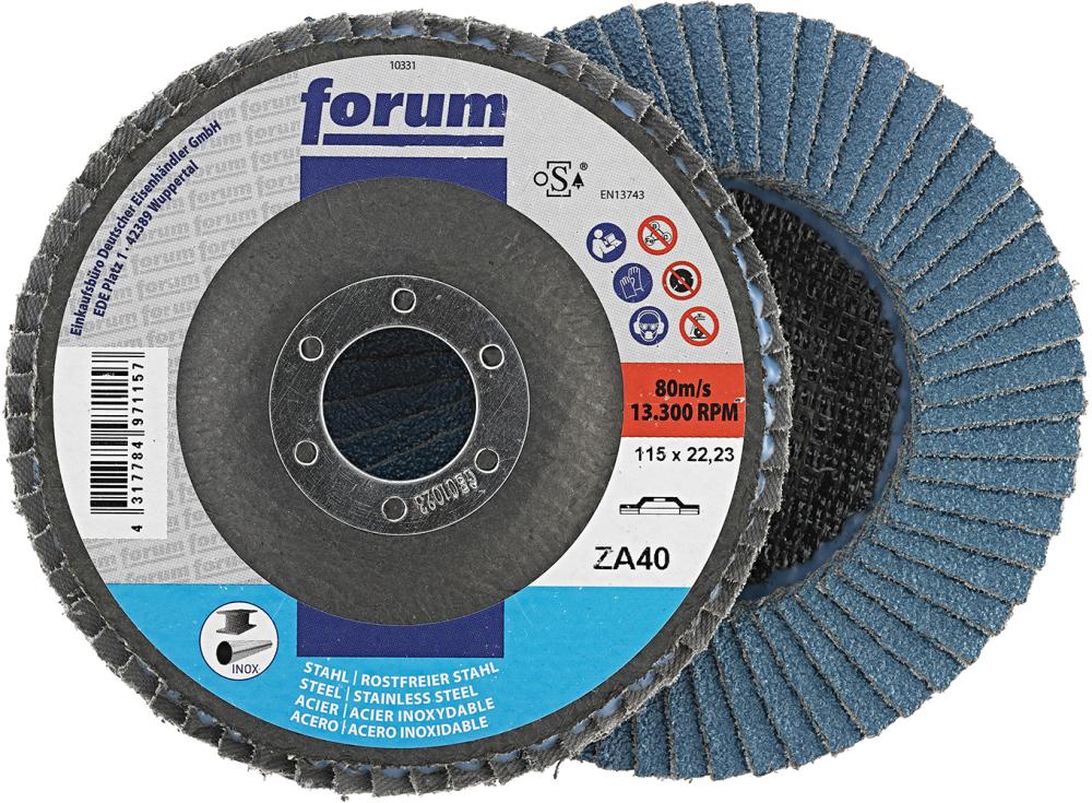 Fächerschleifscheibe 115mm, gerade, ZK 40 FORUM