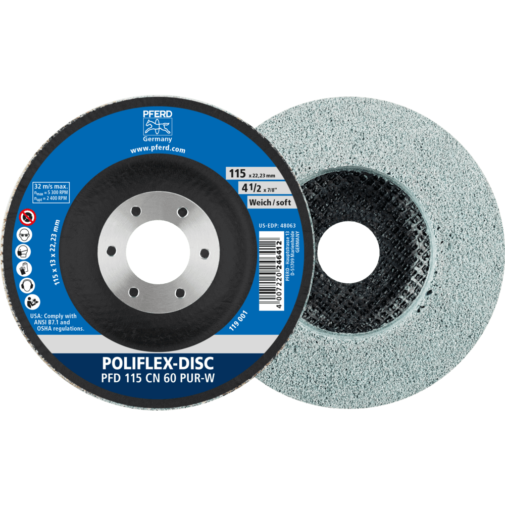 PFERD Poliflex-Feinschleif-Werkzeuge PFD 115-22 CN 60 PUR-W