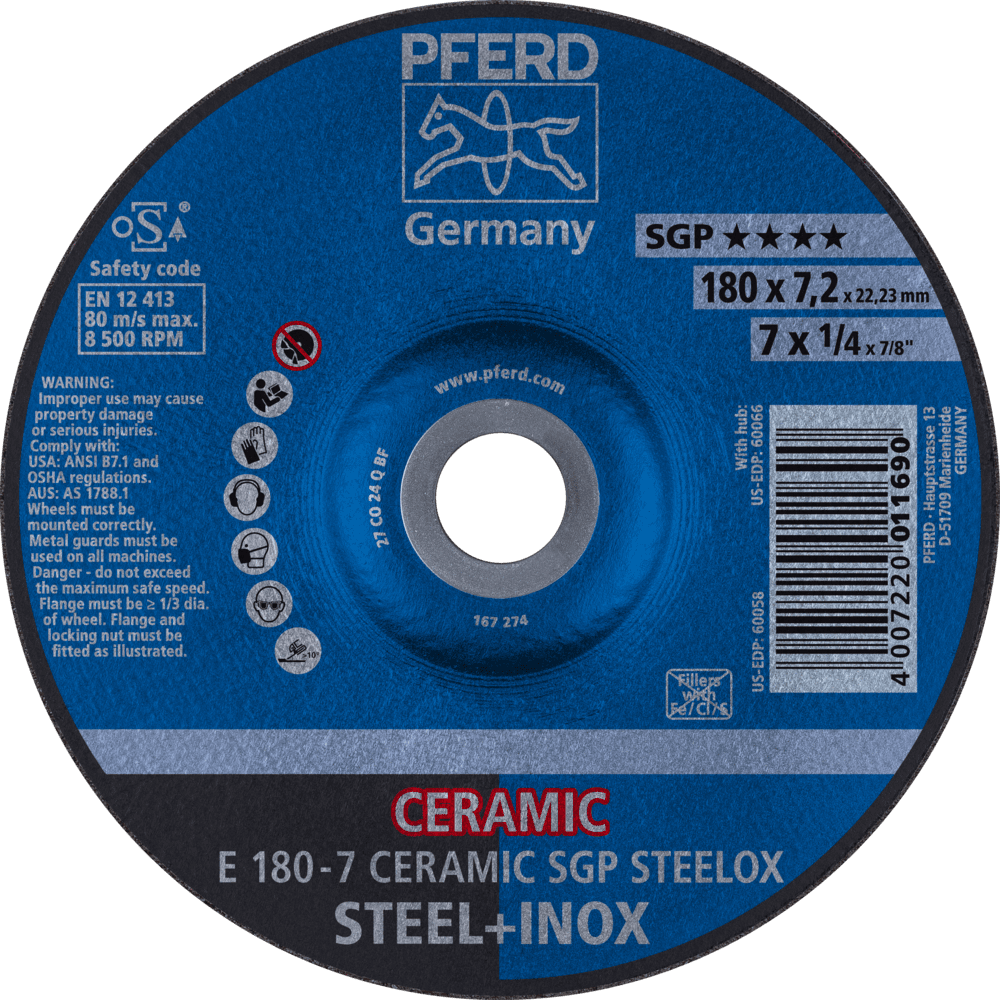 PFERD Schruppscheiben E 180-7 CERAMIC SGP STEELOX