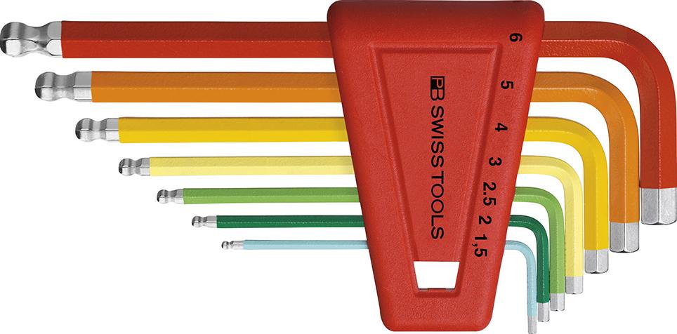 Winkelschraubendreher- Satz im Kunststoffhalter 7-teilig 1,5-6mm Rainbow Kugelkopf PB Swiss Tools