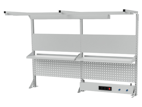 Multi-Wand-Aufbau Breite 2000 mit Obergestell, 1x Energiekanal, 2x Magnetwand...
