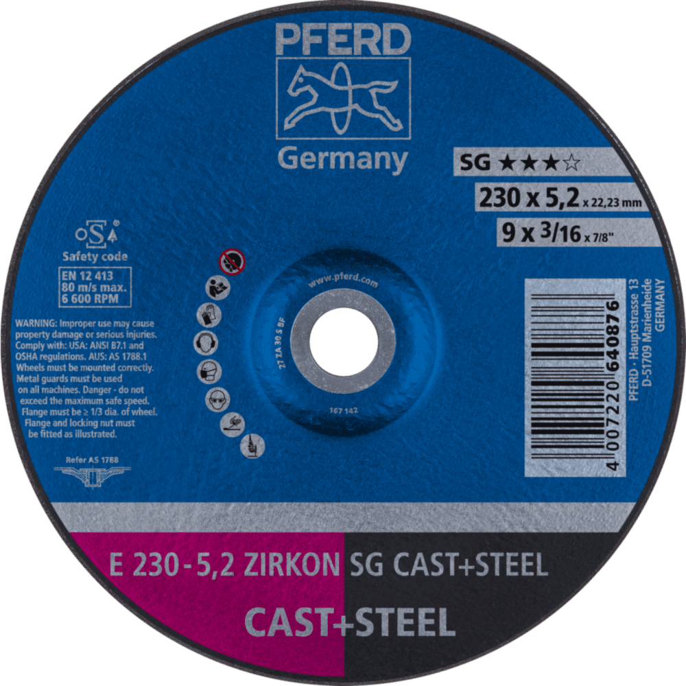 PFERD Schruppscheiben E 230-5,2 ZIRKON SG CAST+STEEL