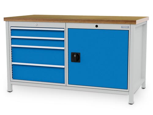 Kastenwerkbank, Tiefe 750 mm, R 24-24, Schubladenanzahl: 4, Anzahl Flügeltüre...