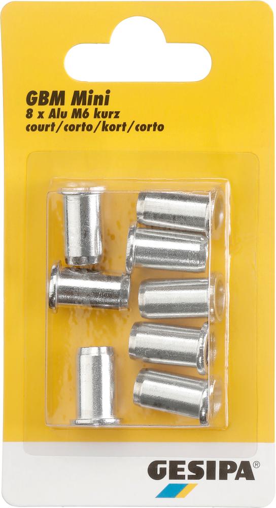 Blindnietmuttern Alu im Mini-Pack M6 kurz GESIPA