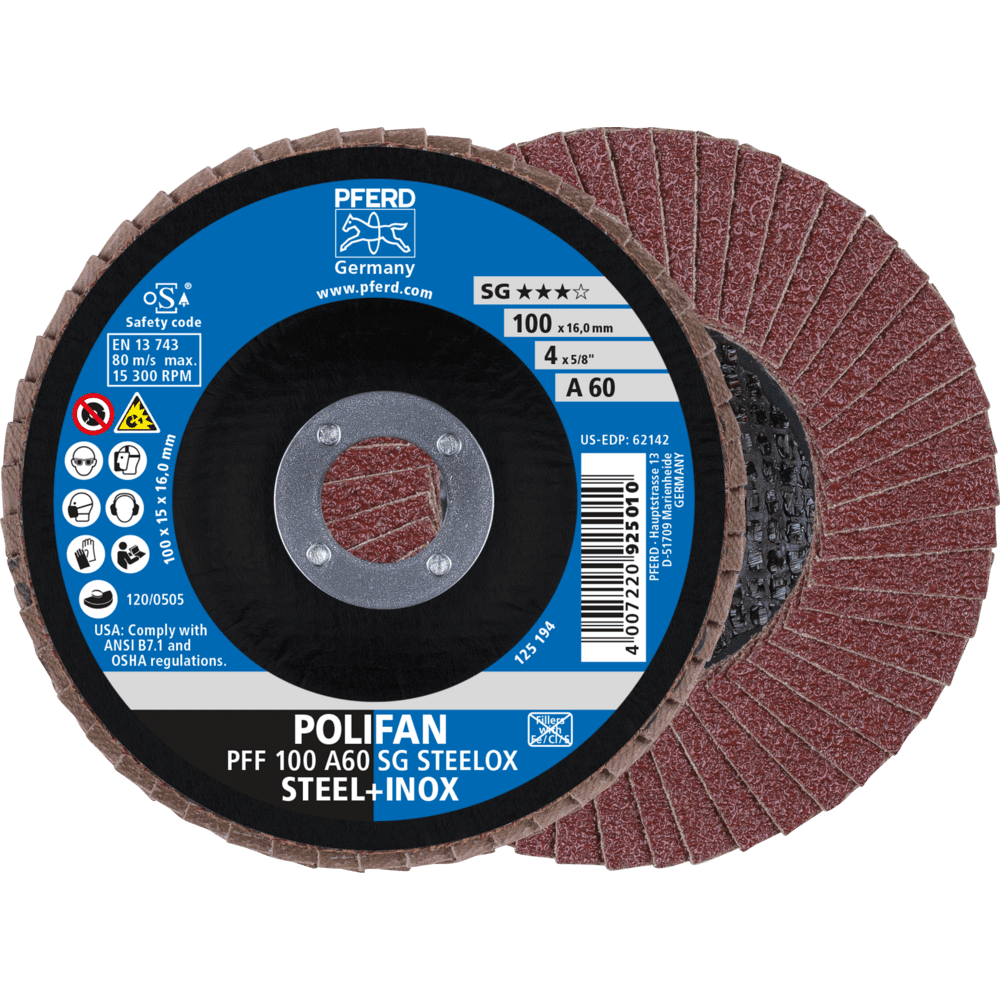 PFERD POLIFAN-Fächerscheiben PFF 100 A 60 SG STEELOX/16,0