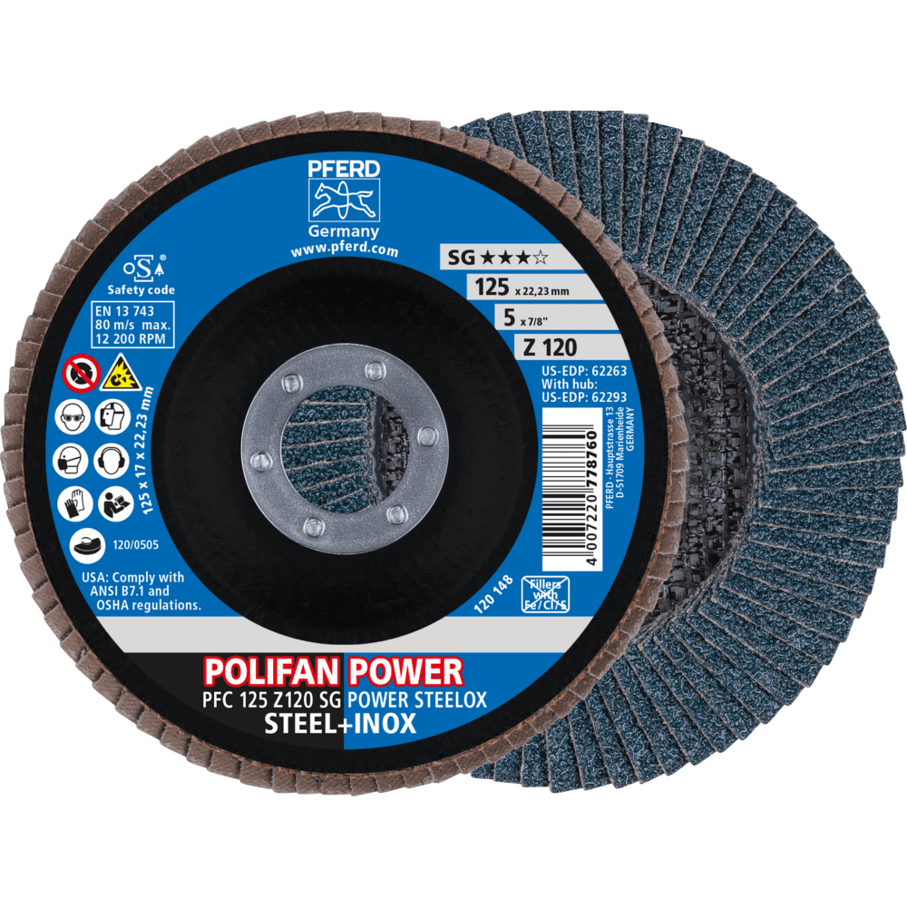 PFERD POLIFAN-Fächerscheiben PFC 125 Z 120 SG POWER STEELOX