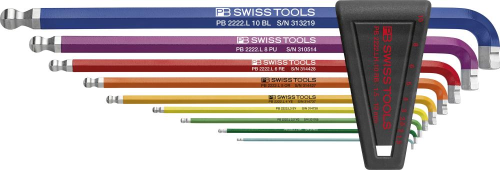 Winkelschraubendreher- Satz im Kunststoffhalter 9-teilig1,5-10 90-100GradRainbow PB Swiss Tools