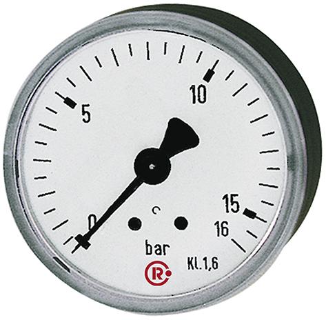 Manometer rückseitig zentrisch 50mm 0-10bar G1/4", Einfachskala, Kunststoffgeh., RIEGLER