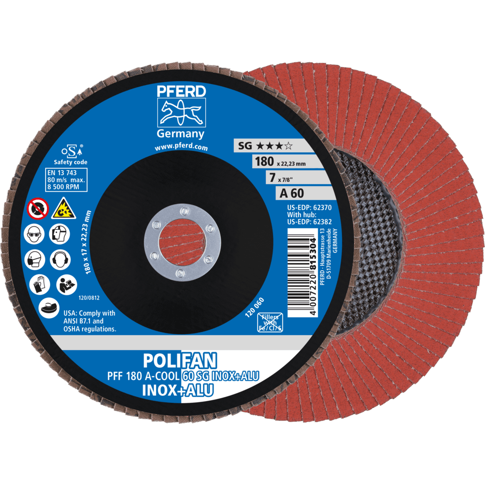 PFERD POLIFAN-Fächerscheiben PFF 180 A-COOL 60 SG INOX+ALU