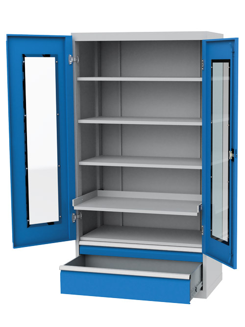 Vitrinenschrank, R 36-16, 2x Schublade, 3x Fachboden fest, 1x Fachboden auszi...