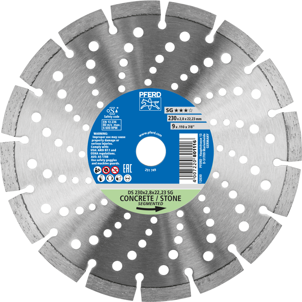 PFERD Diamantwerkzeuge für die Bauindustrie DS 230 x 2,8 x 22,23 SG