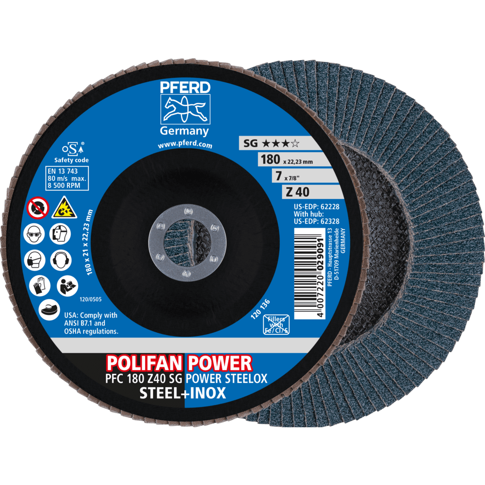 PFERD POLIFAN-Fächerscheiben PFC 180 Z 40 SG POWER STEELOX