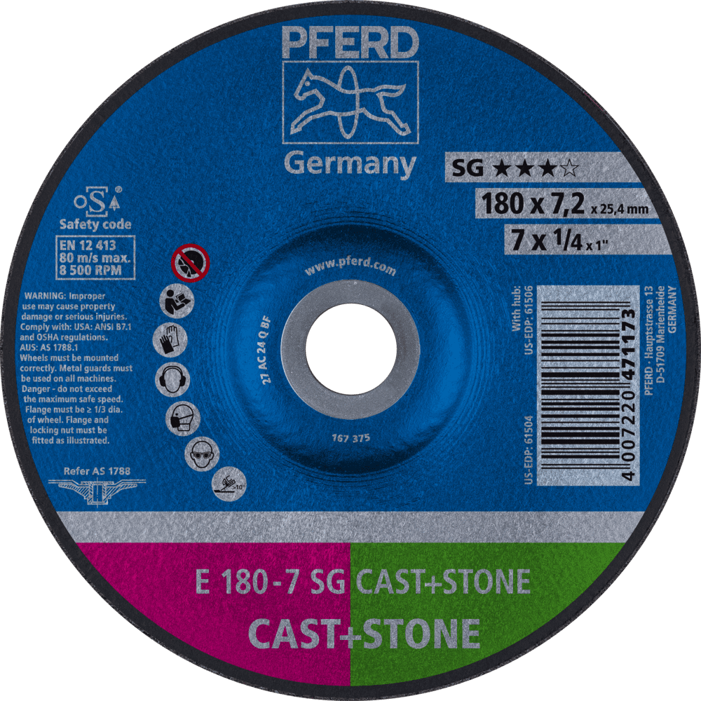 PFERD Schruppscheiben E 180-7 SG CAST+STONE