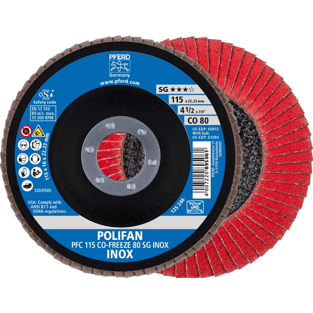 PFERD POLIFAN-Fächerscheiben PFC 115 CO-FREEZE 80 SG INOX