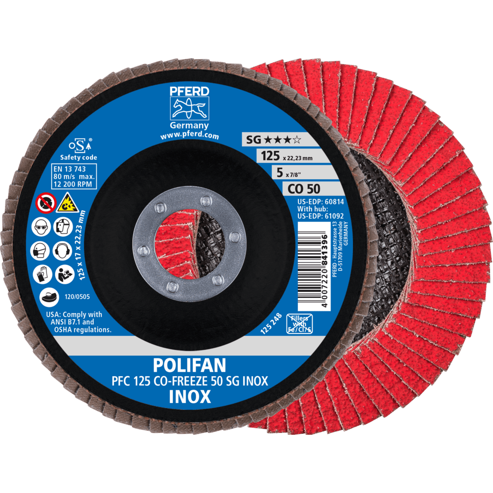 PFERD POLIFAN-Fächerscheiben PFC 125 CO-FREEZE 50 SG INOX