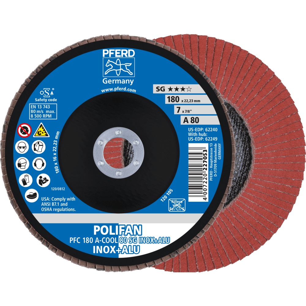 PFERD POLIFAN-Fächerscheiben PFC 180 A-COOL 80 SG INOX+ALU