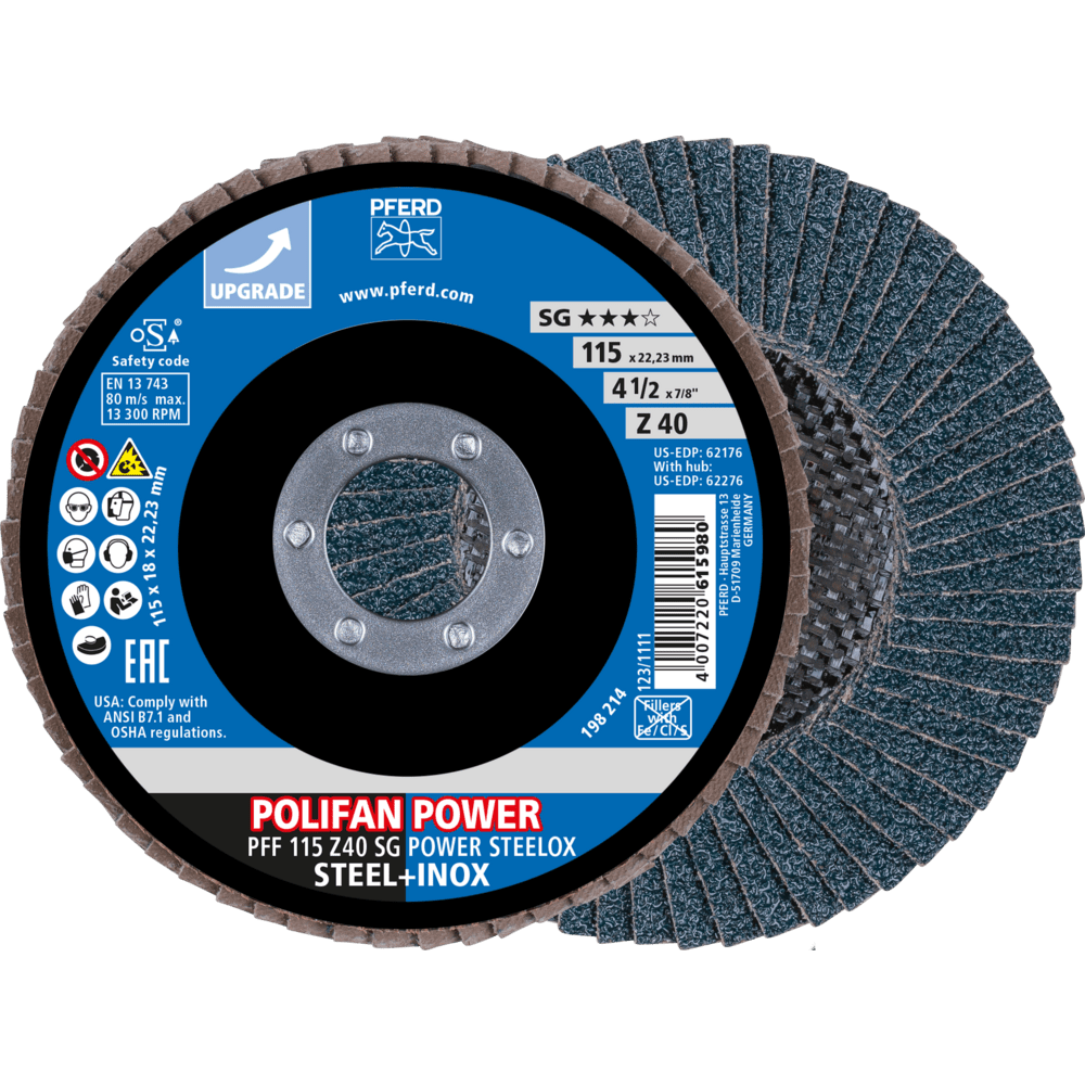PFERD POLIFAN-Fächerscheiben PFF 115 Z 40 SG POWER STEELOX