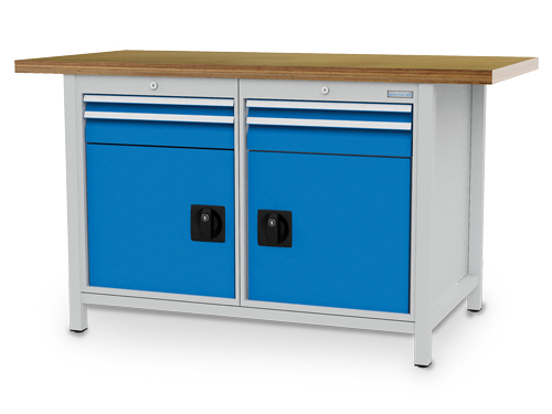 Kastenwerkbank, Tiefe 750 mm, R 18-24, Schubladenanzahl: 4, Anzahl Flügeltüre...