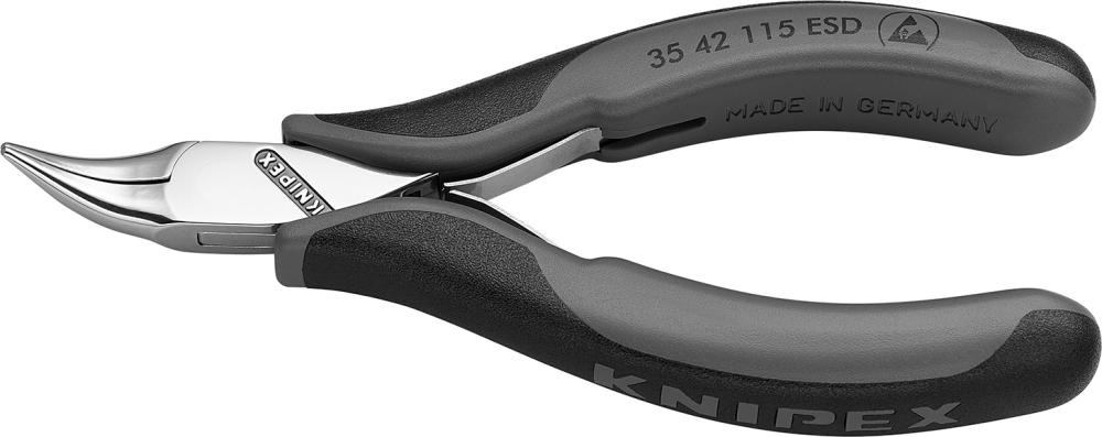 Greifzange Elektronik ESDBacken flachrund gebogen 115mm KNIPEX