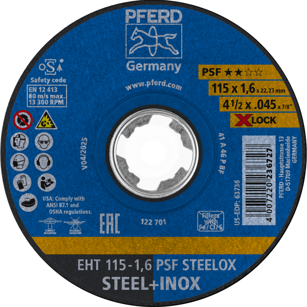 PFERD Trennscheiben EHT 115-1,6 PSF STEELOX/X-LOCK