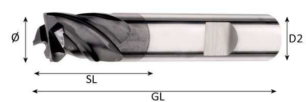 VHM-HPC-Schaftfräser Z4 ø4 8/54 HB