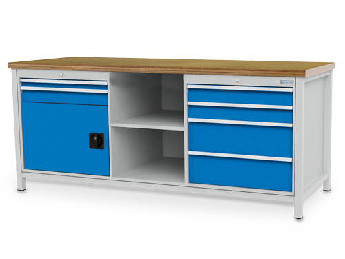 Kastenwerkbank, Tiefe 750 mm, R 24-24, Schubladenanzahl: 6