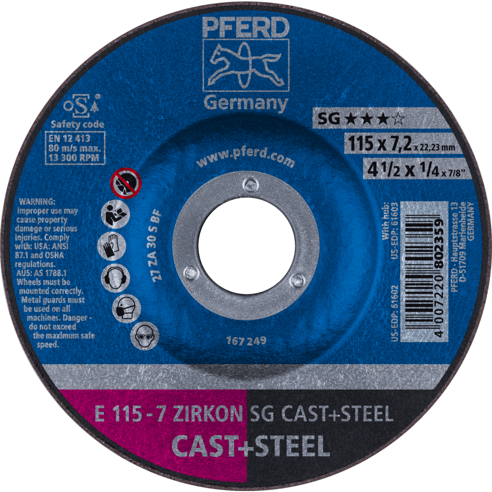 PFERD Schruppscheiben E 115-7 ZIRKON SG CAST+STEEL