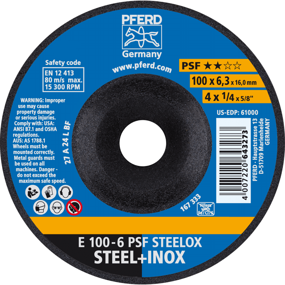 PFERD Schruppscheiben E 100-6 PSF STEELOX/16,0