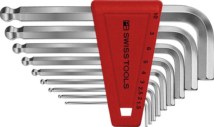 Winkelschraubendreher- Satz im Kunststoffhalter 9-teilig 1,5-10mm Kugelkopf PB Swiss Tools