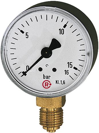 Manometer stehend 63mm 0-10bar G1/4" Einfachskala, Kunststoffgeh., RIEGLER