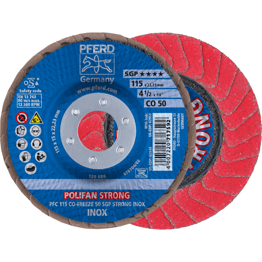 PFERD POLIFAN-Fächerscheiben PFC 115 CO-FREEZE 50 SGP STRONG INOX