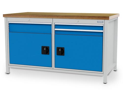 Kastenwerkbank, Tiefe 750 mm, R 24-24, Schubladenanzahl: 3, Anzahl Flügeltüre...