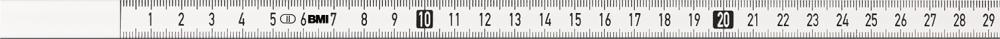 Bandmaß selbstklebend 2mx13mm weiß links BMI