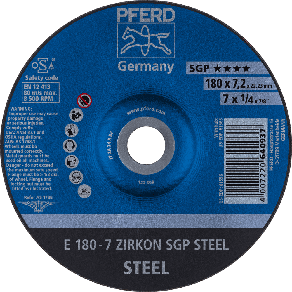 PFERD Schruppscheiben E 180-7 ZIRKON SGP STEEL