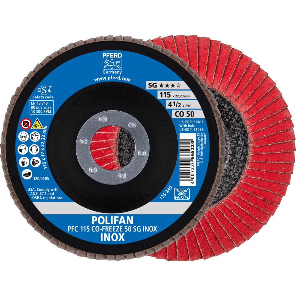 PFERD POLIFAN-Fächerscheiben PFC 115 CO-FREEZE 50 SG INOX