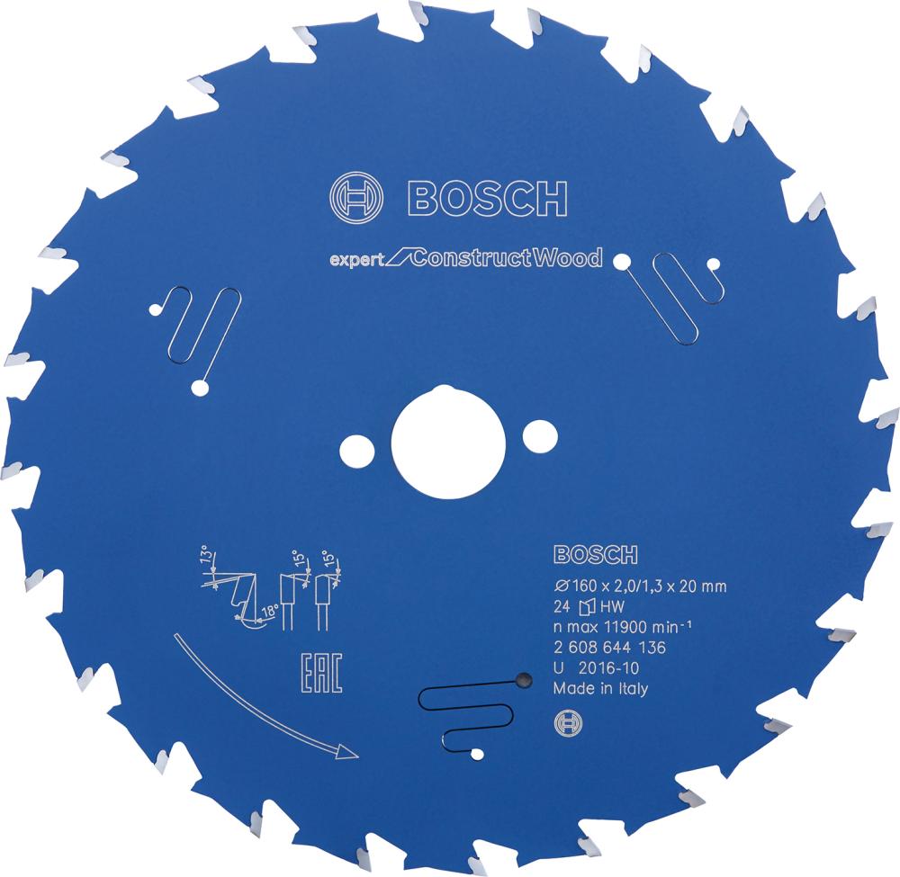 HM-Kreissägeblatt 160x2/1,3x20 24Z W+DBoschVE à 1 Stück Expert for Construct Wood