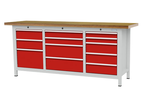 Kastenwerkbank, Tiefe 600 mm R 18-16 und, R 24-16, Schubladenanzahl 12