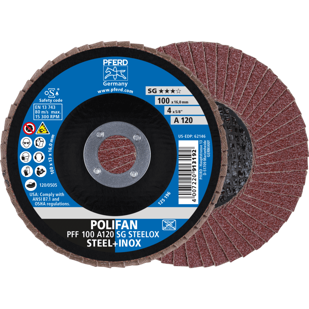PFERD POLIFAN-Fächerscheiben PFF 100 A 120 SG STEELOX/16,0
