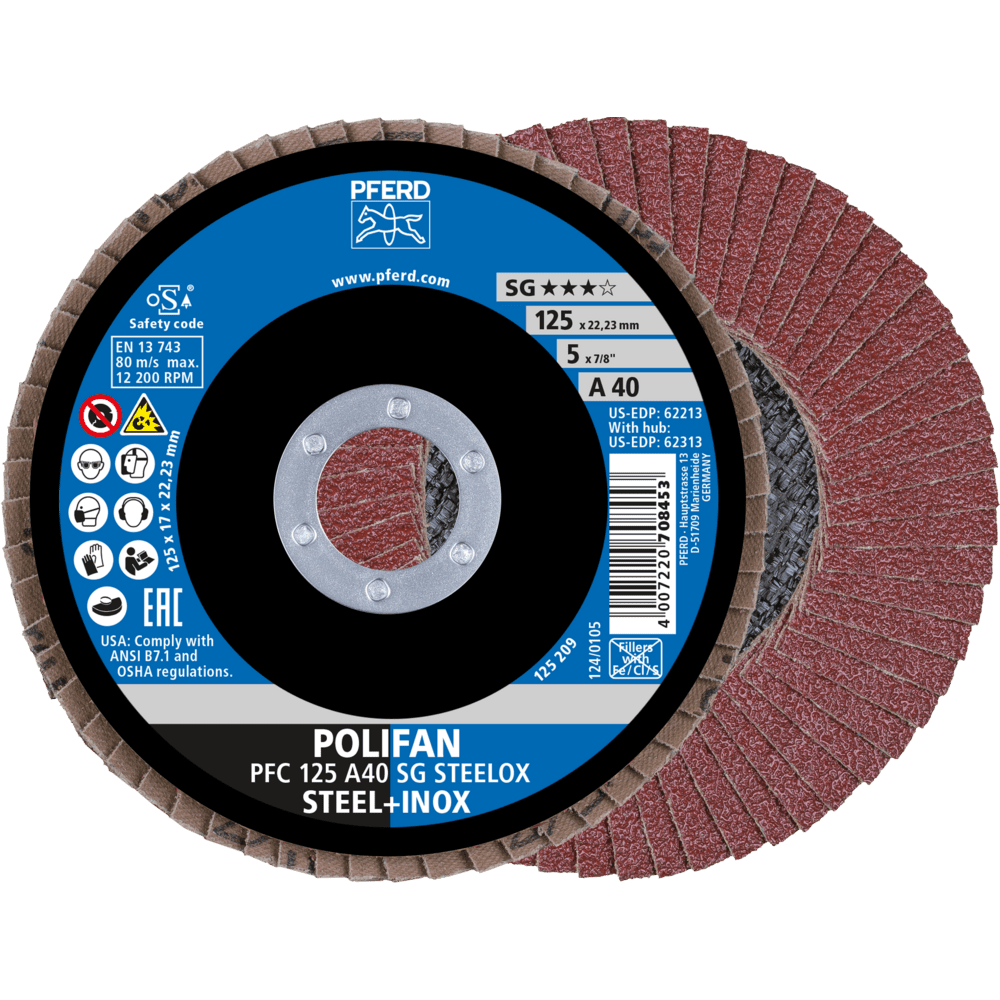 PFERD POLIFAN-Fächerscheiben PFC 125 A 40 SG STEELOX