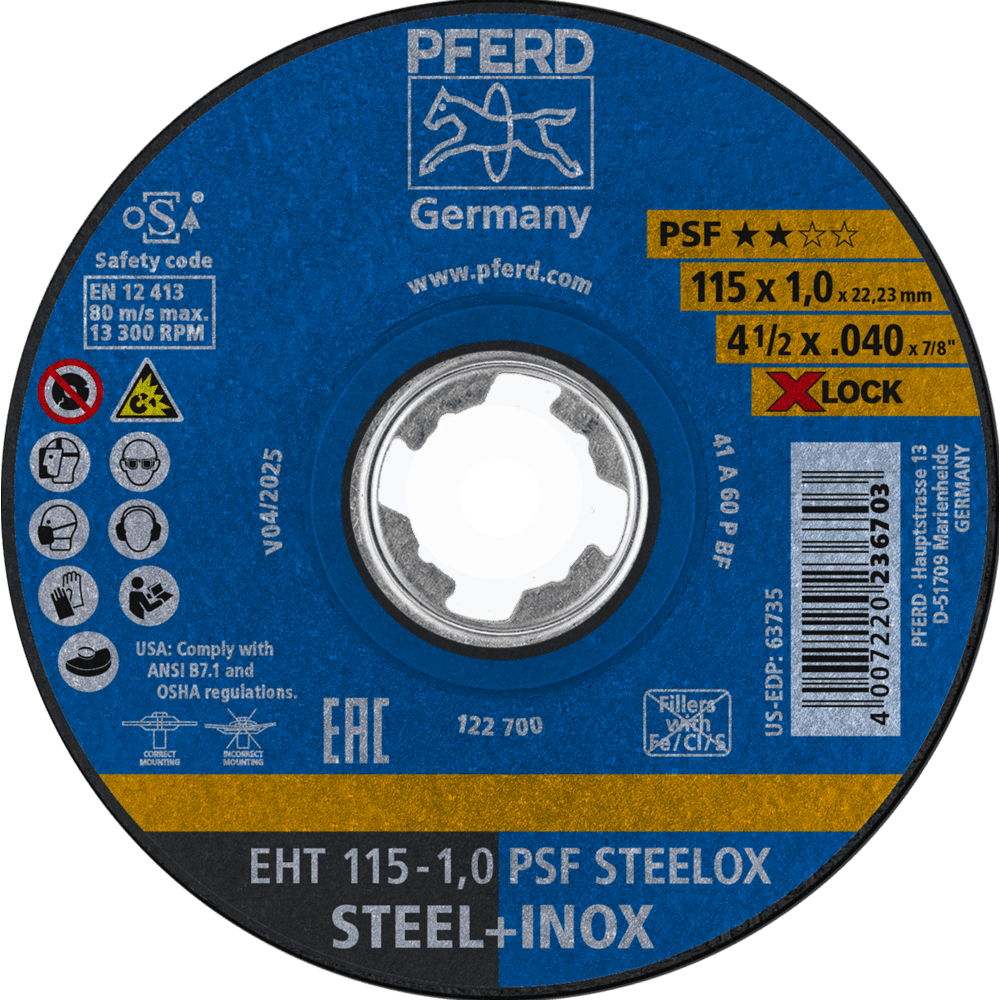 PFERD Trennscheiben EHT 115-1,0 PSF STEELOX/X-LOCK